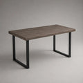 Ausziehbarer rechteckiger Esstisch aus MDF und Stahl, Braun und Schwarz, 160–200 × 90 × 75 cm