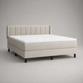 Boxspringbett-Garnitur 180 × 200 cm mit Taschenfederkernmatratze, Topper und Polyesterbezug, Beige