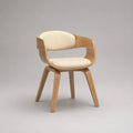 Esszimmerstuhl mit Armlehnen aus Formholz und Polyesterbezug, Natur/Creme, 58 × 54 × 78 cm