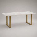 Rechteckiger Esstisch mit MDF-Tischplatte in Marmoroptik und Stahlgestell, Weiß/Grau/Gold, 160 × 80 × 75 cm