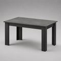 Ausziehbarer rechteckiger Esstisch aus Spanplatte und Metall, Grau/Schwarz, 120–160 × 80 × 75 cm
