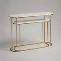Konsolentisch-Set 2-teilig, Stahl und MDF in Marmoroptik, Weiß/Gold/Grau, 100 × 30 × 80 cm und 90 × 28 × 70 cm